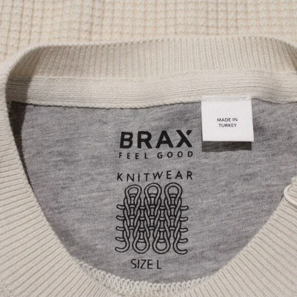 Brax NWT Rick Waffle Knit Pullover Sweater Size Large in Ivory Cotton Blend